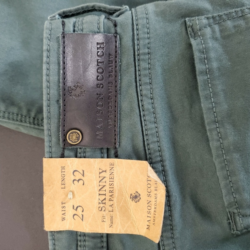Maison Scotch La Parisienne Skinny Green Jeans 25 zip fly 5 pockets inseam 32" - Picture 7 of 10
